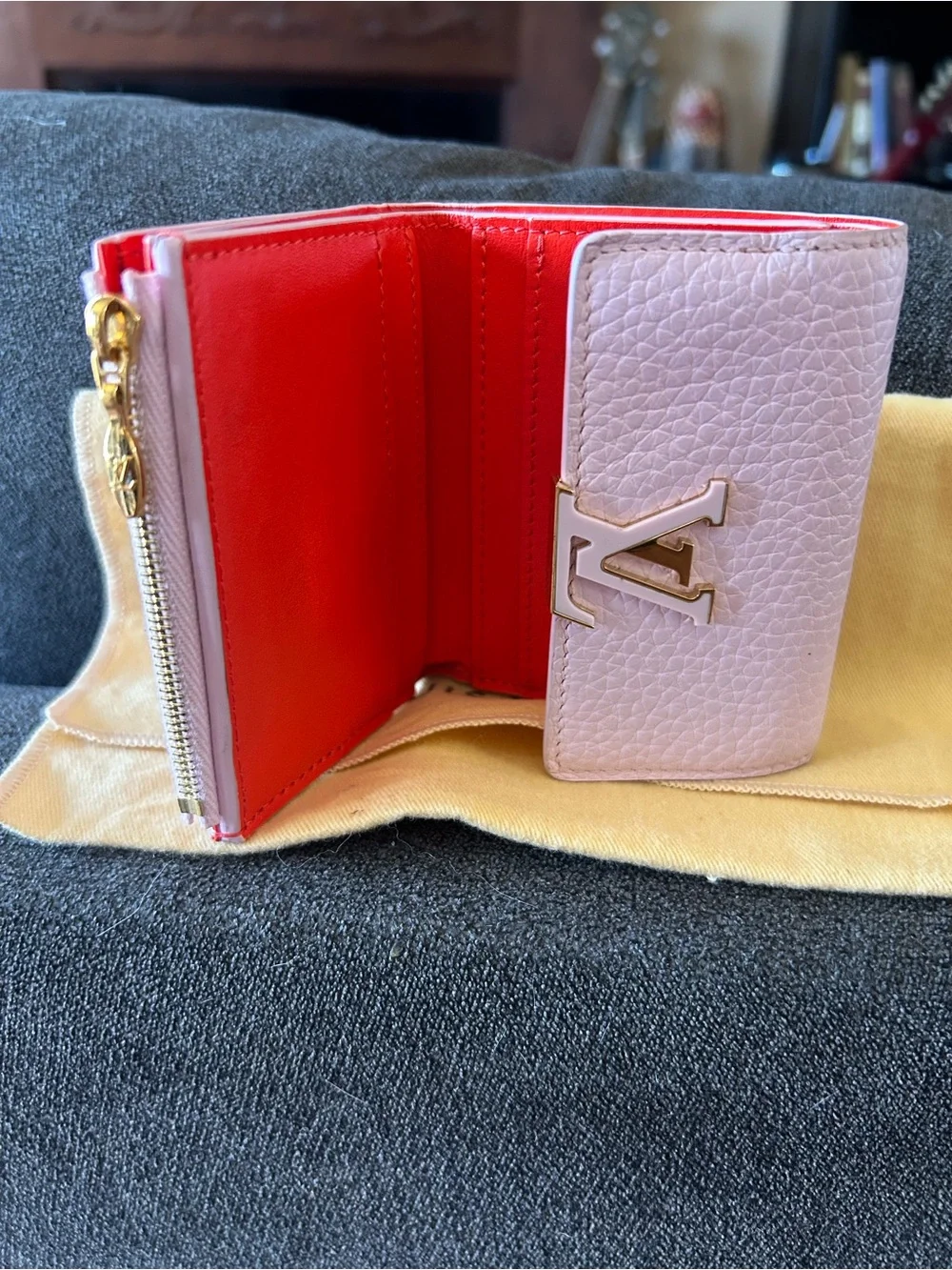 Louis Vuitton Capucines Limited Edition pink and red leather trifold wallet